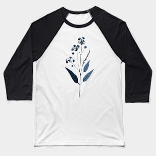 Minimalist Simple Blue Wildflower Floral Flower Baseball T-Shirt